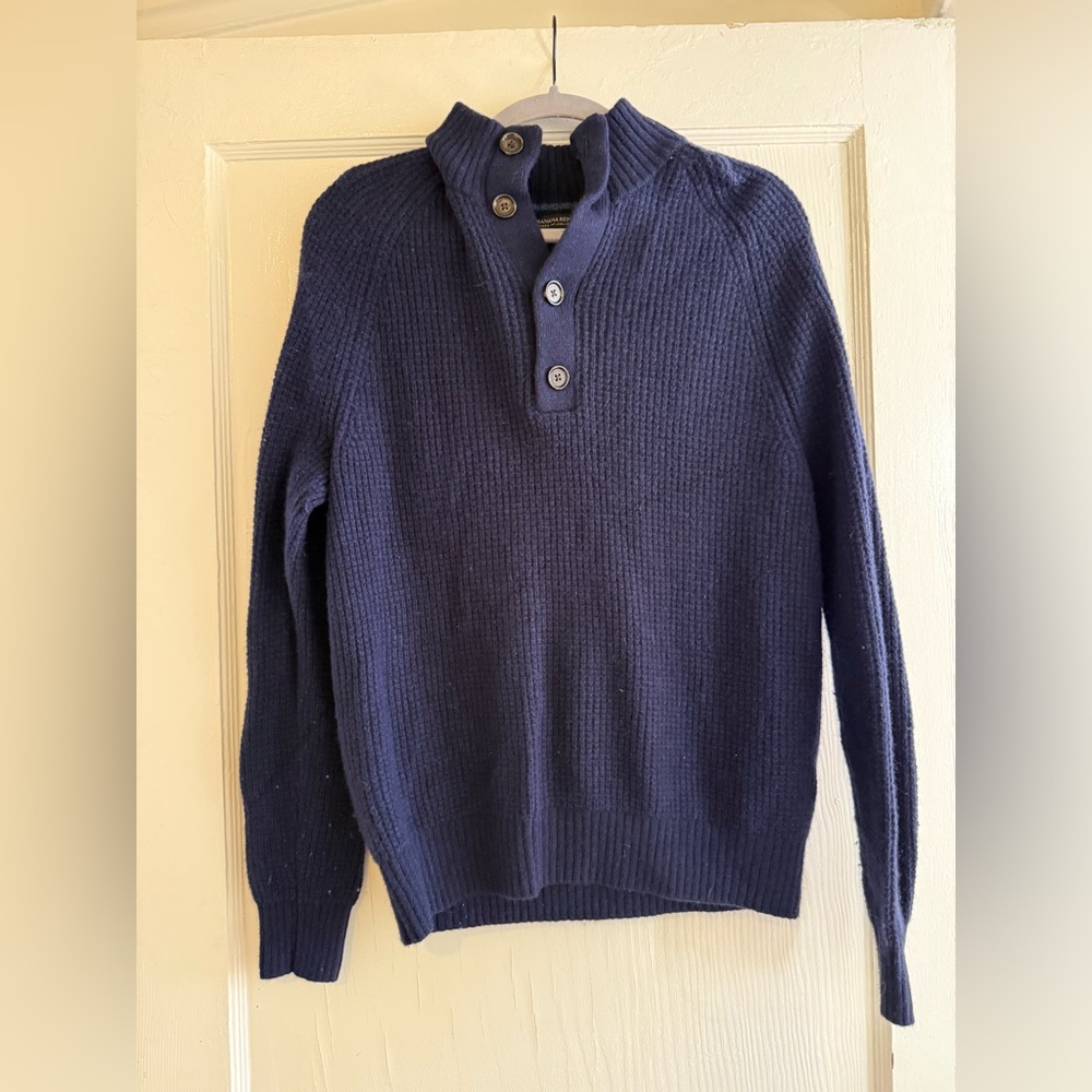 Banana Republic Italian Yarn Button Mock-Neck Sweater